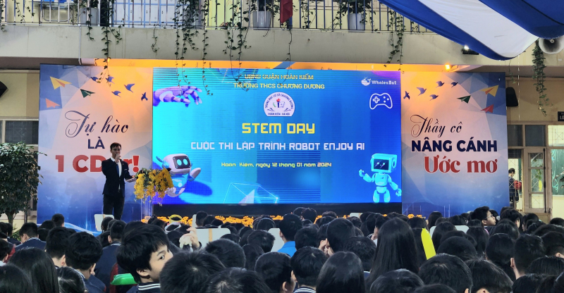 The STEM Day programming competition featuring Enjoy AI Robots.